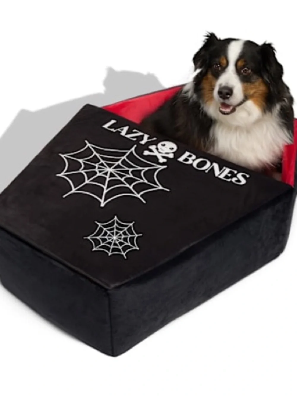 Lazy Bones Black & Red Coffin Dog Bed
